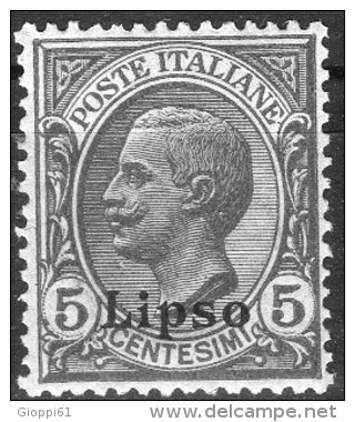 1912 Lipso - Francobolli D´Italia Soprastampati 5 C - Egée (Lipso)