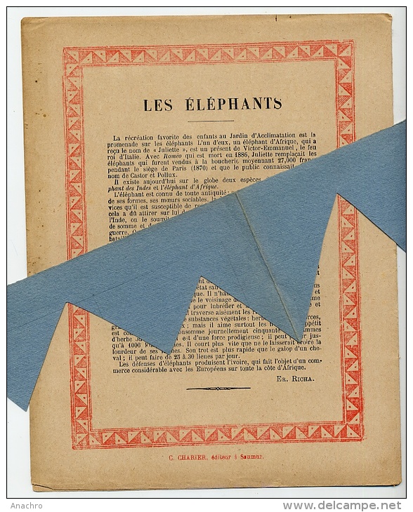 ELEPHANT CORNAC  ZOO Couverture Protège Cahier Le JARDIN D´ ACCLIMATATION / Coll. C. CHARIER SAUMUR - Schutzumschläge