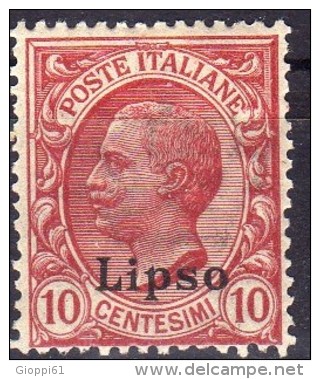 1912 Lipso - Francobolli D´Italia Soprastampati 10 C - Egée (Lipso)