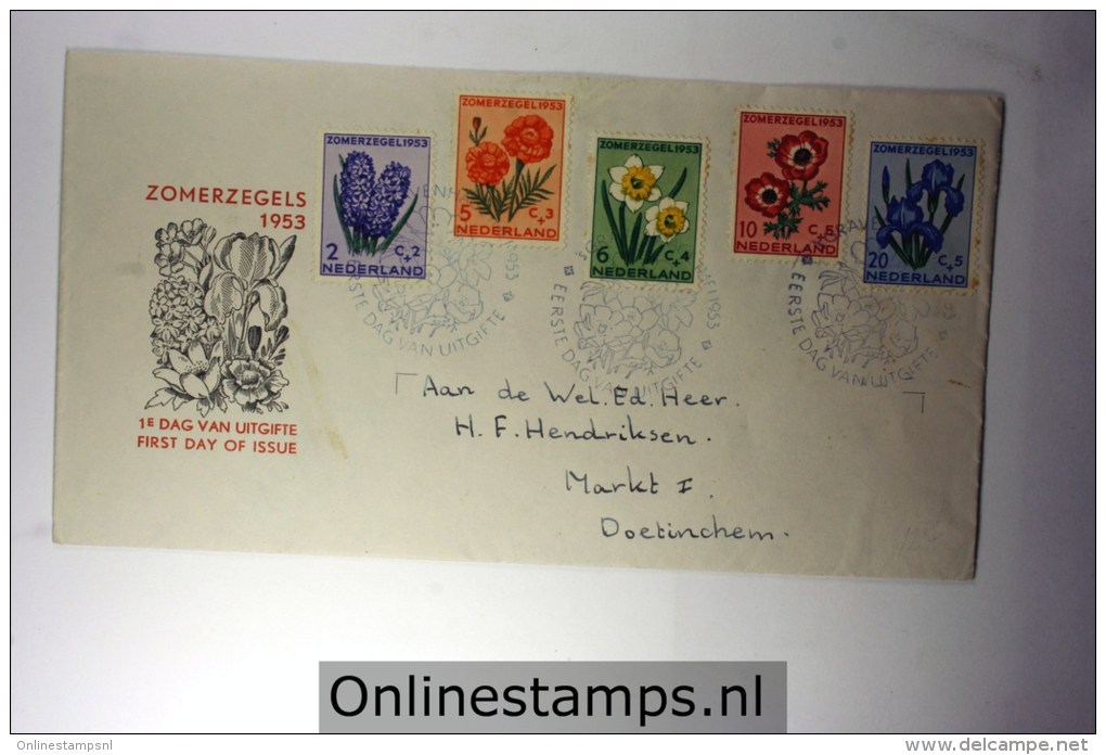 Netherlands 1953 E13,  Summer Issue Issue , Open  Flap, - FDC