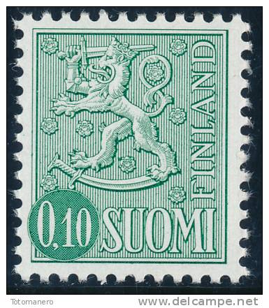 FINLAND 1974, M-63 Definitive PHOSPHOR Lion 0,10 Type II EGpQ** - Neufs