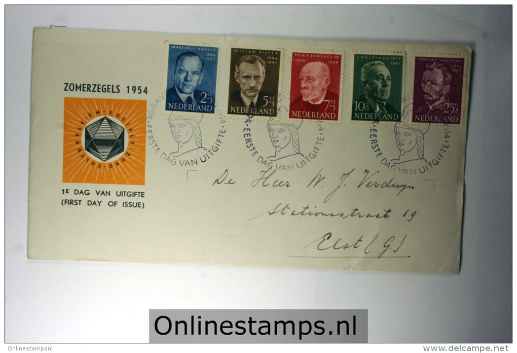 Netherlands 1954 E16,  Summer Issue , Open Flap, - FDC