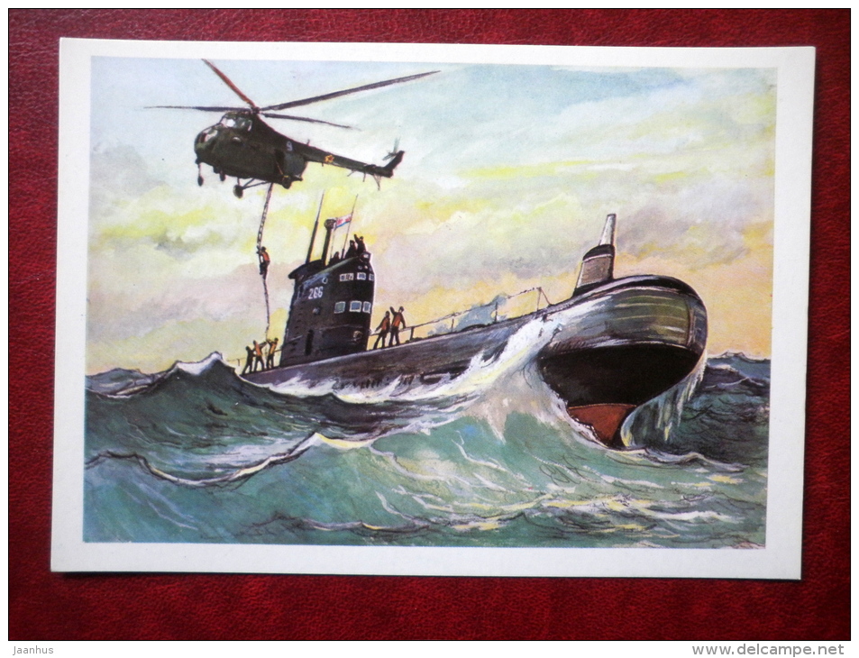 Diesel Submarine - By P. Pavlinov - Helicopter - Soviet - 1973 - Russia USSR - Unused - Sous-marins