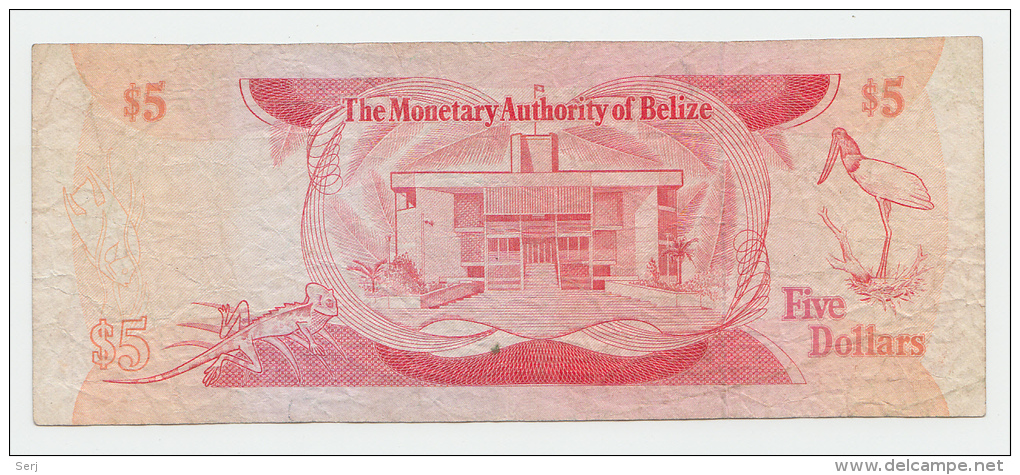 BELIZE 5 DOLLARS 1980 VF+ P 39 - Belize