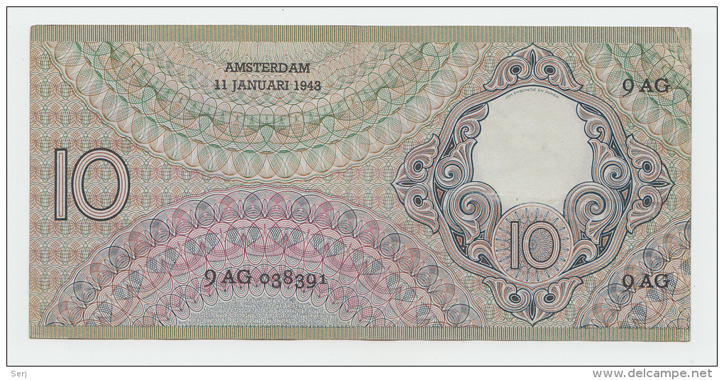 Netherlands 10 Gulden 1943 XF P 59 - 10 Gulden