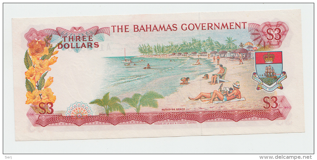 BAHAMAS 3 DOLLARS L. 1965 AUNC P 19a 19 A - Bahamas