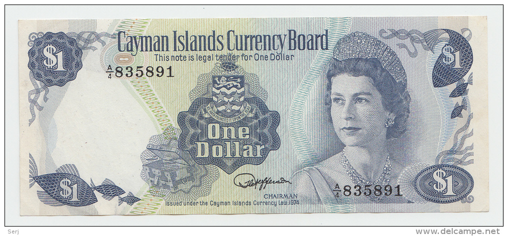 CAYMAN ISLANDS 1 Dollar 1974 VF++ P 5a 5 A (A/4) - Islas Caimán