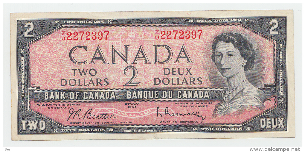 CANADA 2 DOLLAR 1954 (Signature Beattie-Rasminsky 1961-72) VF+ P 76b 76 - Canada