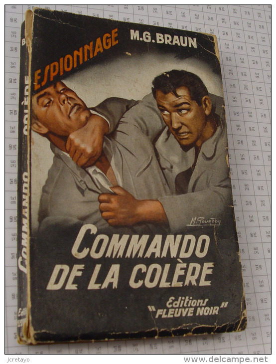 MG Braun, Commando De La Colere, Fleuve Noir, Couverture Noire "Espionnage" 1957, Non Massicoté - Fleuve Noir