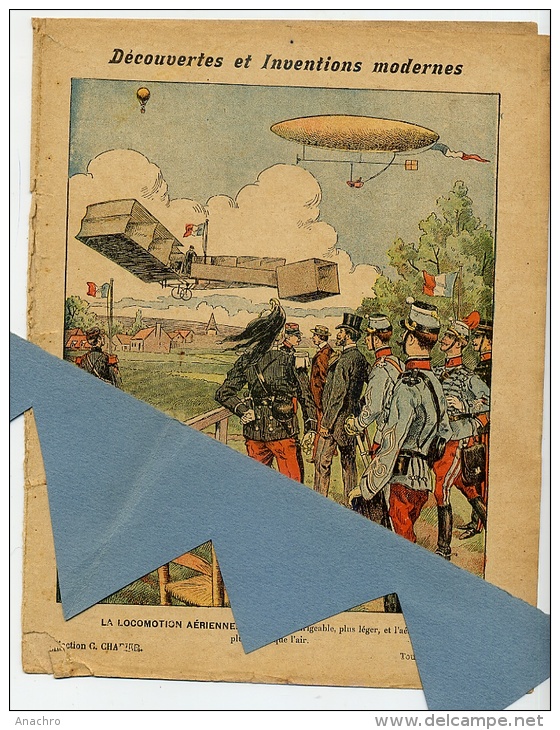 Couverture Protège Cahier INVENTIONS BALLON DIRIGEABLE Et AEROPLANE Militaires Français / Coll. CHARIER - Transports