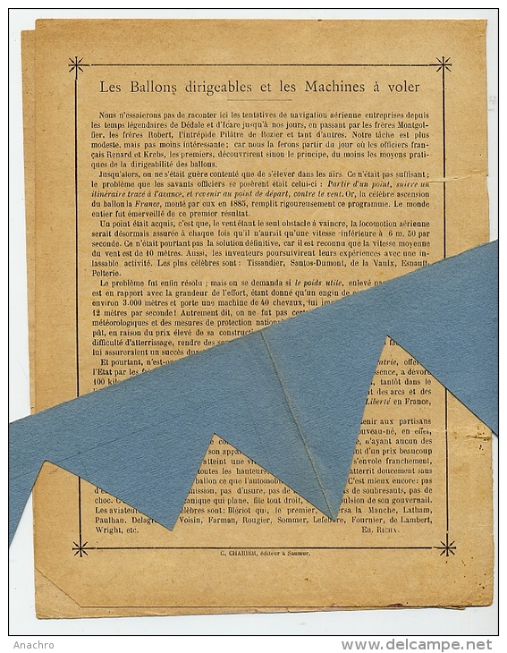 Couverture Protège Cahier INVENTIONS BALLON DIRIGEABLE Et AEROPLANE Militaires Français / Coll. CHARIER - Transportmiddelen