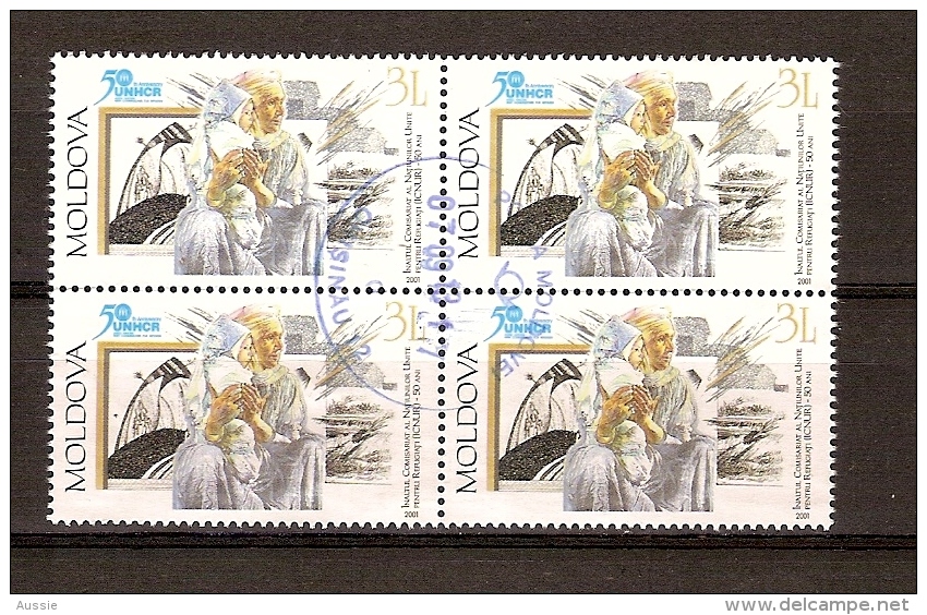 Moldavie Moldova  2001 Yvertn° 327 (°) Used Bloc De Quatre Cote 8 Euro Femme Avec Bébé - Moldavia