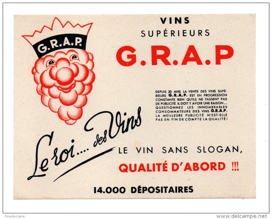 Buvard - Vins Supérieurs - G.R.A.P. Le Roi Des Vins - Liquor & Beer