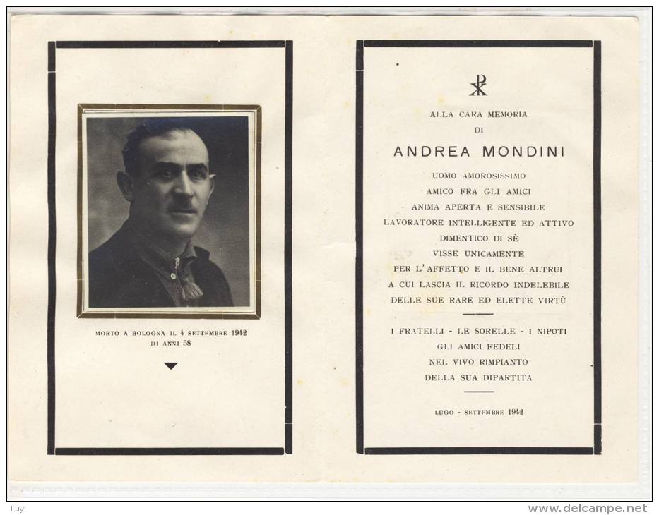 Andachtsbild - Sterbebild - Alla Cara Memoria - Andrea MONDINI - Santini