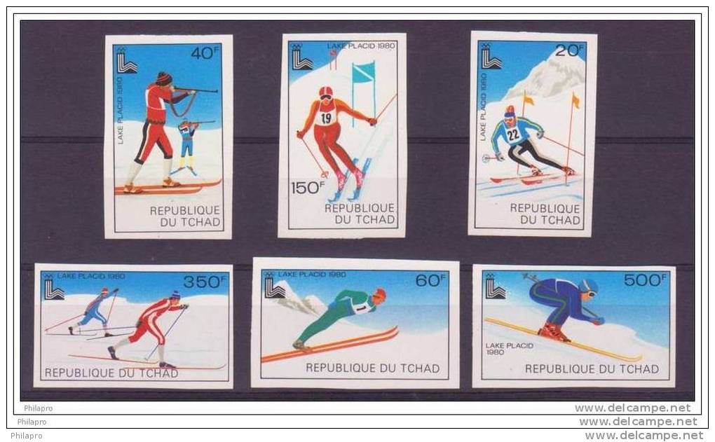 TCHAD  Non Dentelé  OLYMPICS  HIVER LAKE PLACID 1980 YVERT N°371/6** MNH - Invierno 1980: Lake Placid