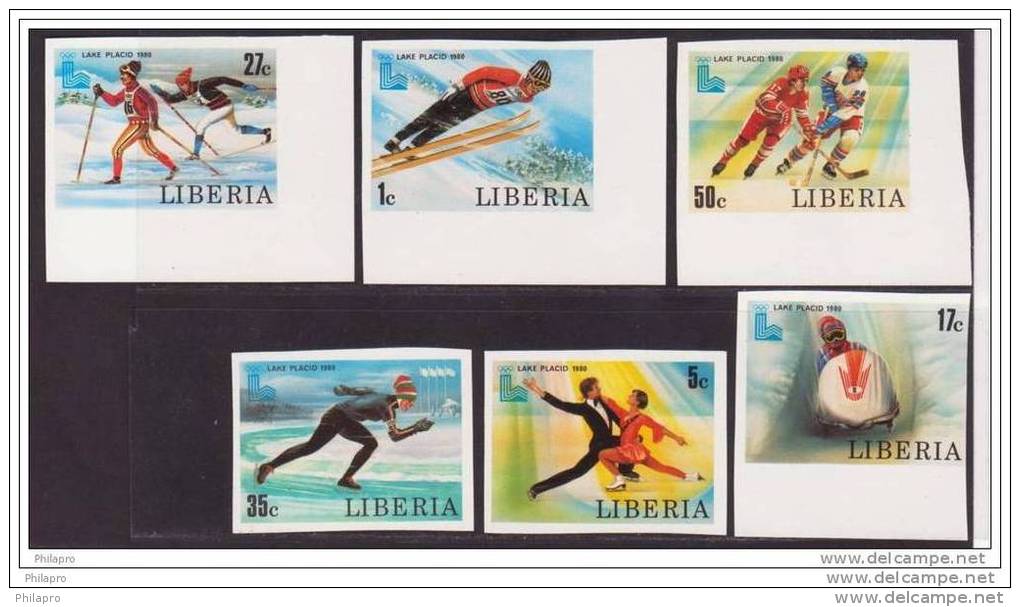 LIBERIE  Non Dentelé  OLYMPICS HIVER LAKE PLACID 1980 YVERT N°868/73**  MNH - Hiver 1980: Lake Placid