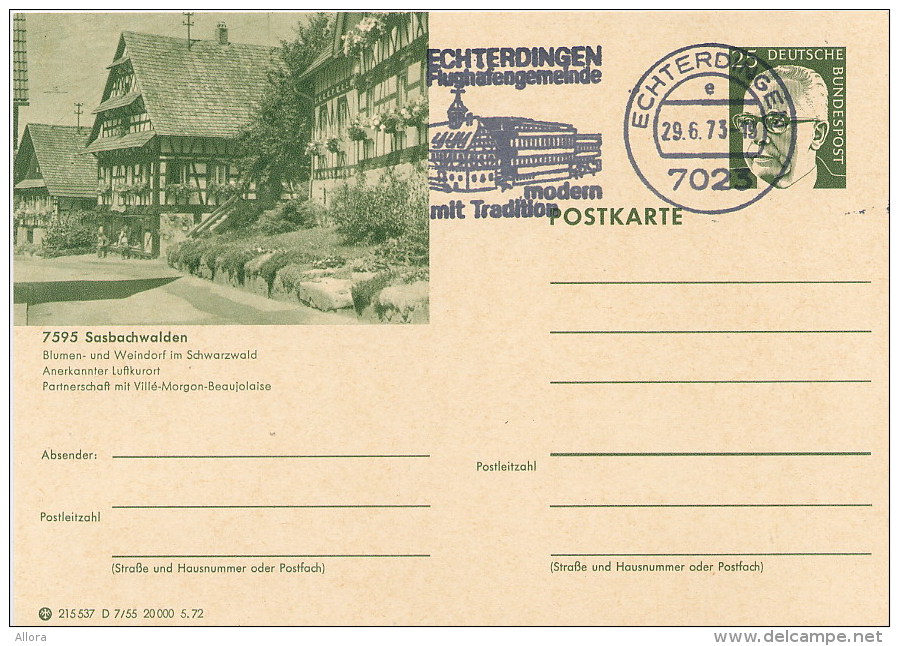 GERMANY  -    Intero Postale  -  SASBACHWALDEN  -   ECHTERDINGEN - Bildpostkarten - Gebraucht