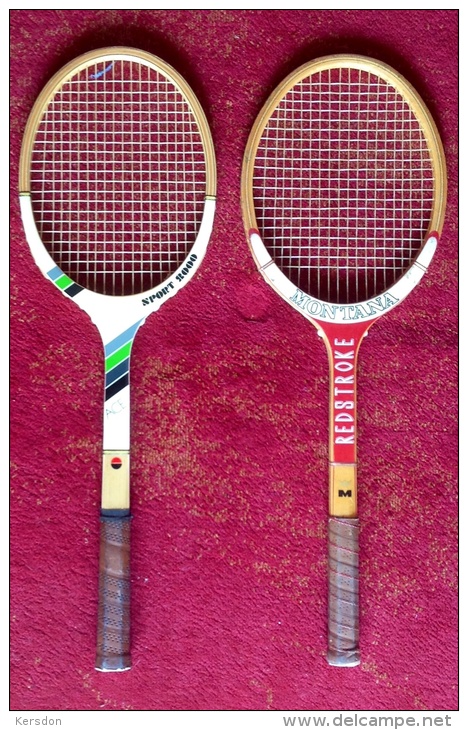 Raquettes De Tennis En Bois (2) Montana Redstrock Et ACE Sport 2000 Des Années 1980 Avec Leurs Housses- Rare - Andere & Zonder Classificatie