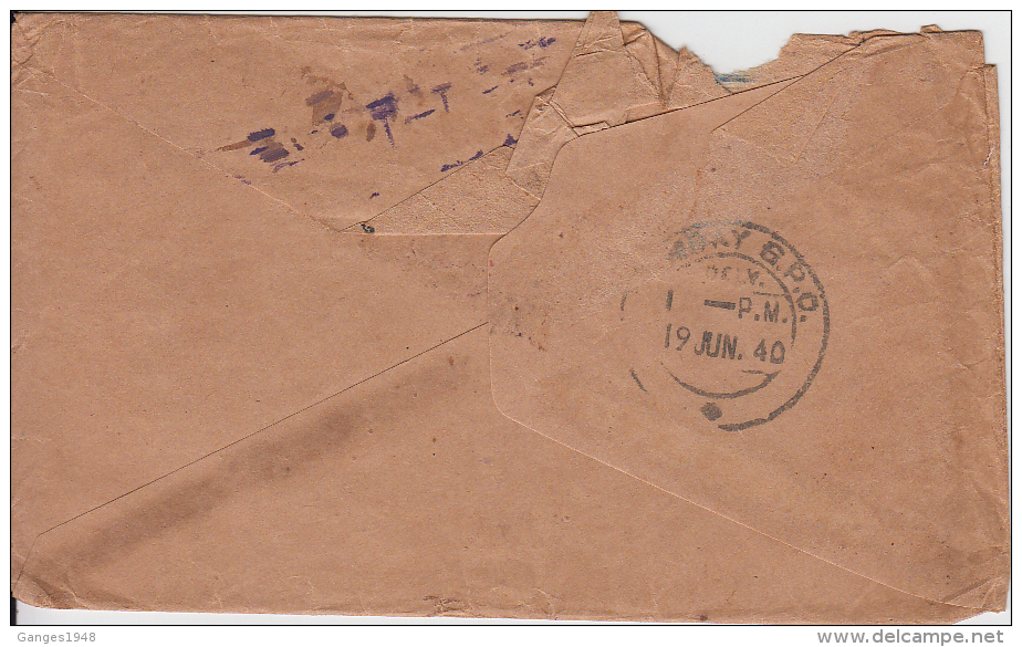 Ceylon1940 KG VI  Gampola Cover To India # 51165 - Ceylan (...-1947)