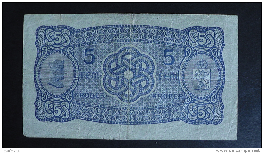 Norway - 5 Kroner - 1943 - P 7c - VF - Look Scan - Norwegen