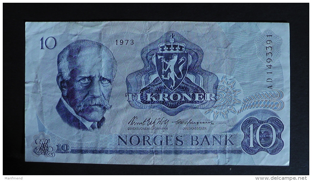 Norway - 10 Kroner - 1973 - P 36b - VF - Look Scan - Norwegen