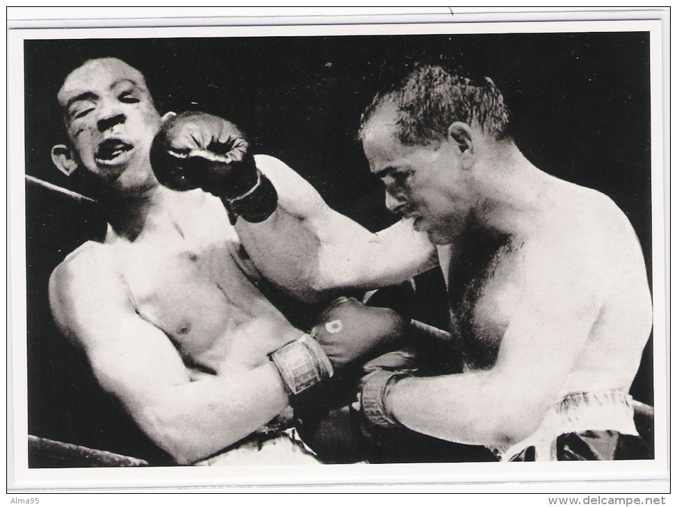 CPM - BOXE - Randolf Turpin, Face Distorted Following Severe Punishment Stops A Right Jab To The Jaw From Bobo Olsen - Boxing