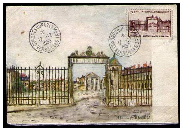 Carte Château De Versailles, Cachet Congrès Du Parlement. Versailles. 17-12-1953 Sur Timbre N° 939 Y&T - Cachets Commémoratifs