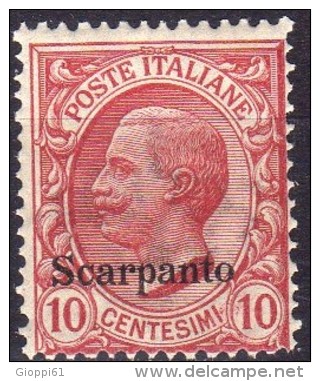 1912 Scarpanto - Francobolli D´Italia Soprastampati 10 C - Aegean (Stampalia)