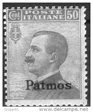 1912 Patmo - Francobolli D´Italia Soprastampati 50 C - Egée (Patmo)