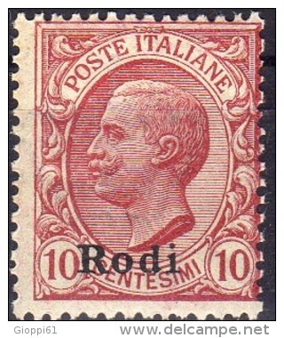 1912 Rodi - Francobolli D´Italia Soprastampati 10 C - Egée (Rodi)