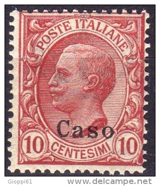 1912 Caso - Francobolli D´Italia Soprastampati 10 C - Ägäis (Caso)