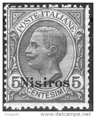 1912 Nisiro - Francobolli D´Italia Soprastampati 5 C - Egeo (Nisiro)