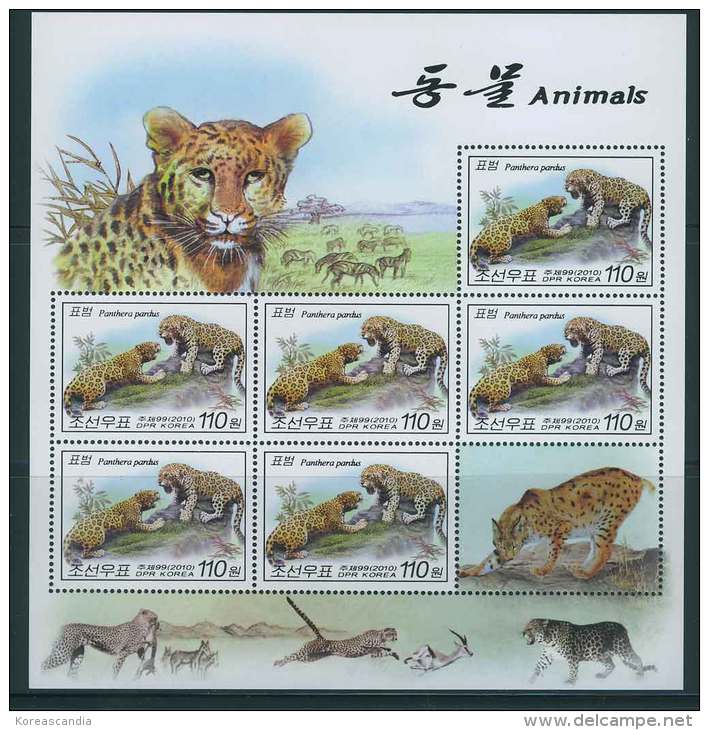 NORTH KOREA 2010 LEOPARD FULL SHEET - Raubkatzen