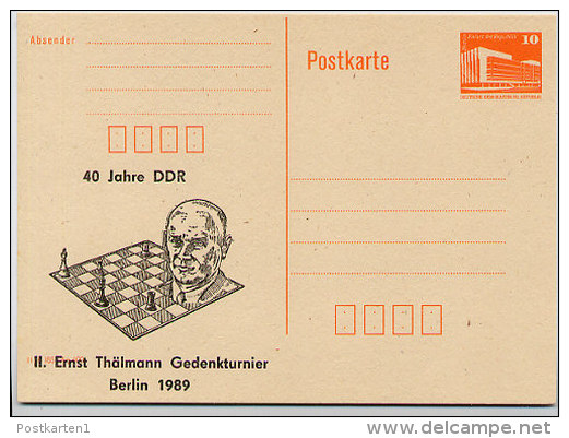 DDR P86II-9-89 C45 Privater Zudruck SCHACHTURNIER Berlin 1989 - Cartes Postales Privées - Neuves