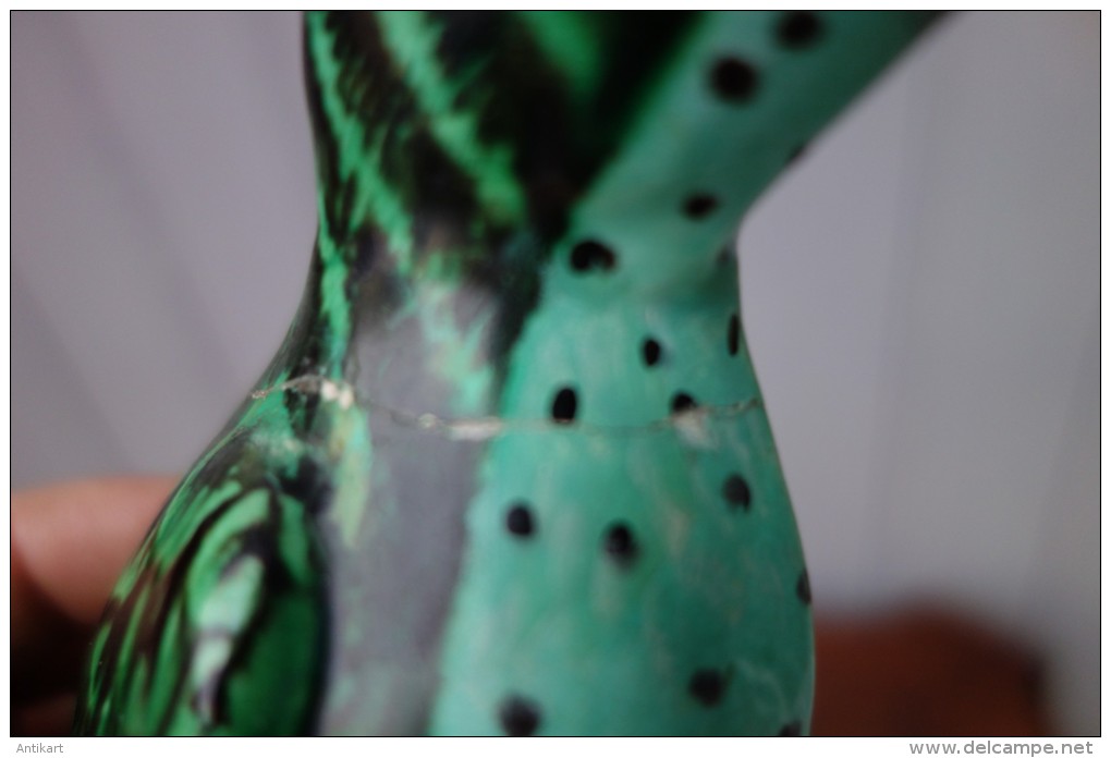 CHINE - Perroquet Vert En Céramique - XIXe - Signé - Art Asiatique