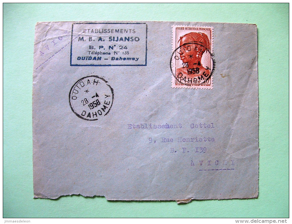 French West Africa - Dahomey - 1958 Cover To France - Woman Of Ivory Coast - Lettres & Documents