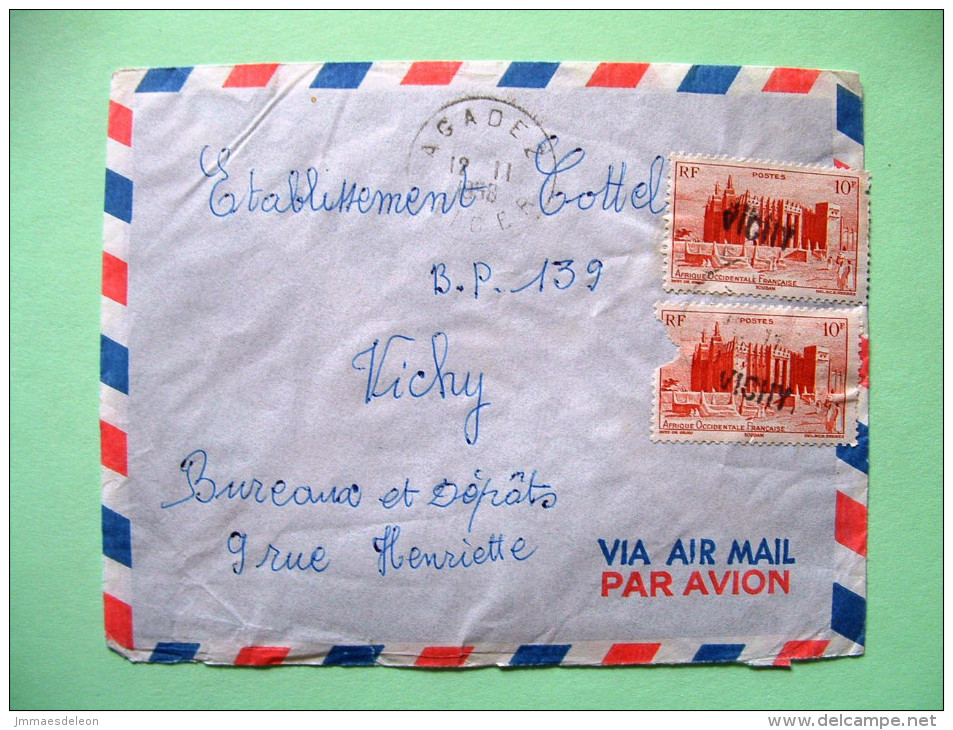 French West Africa - Niger - 1958 Cover To France - Djenne Mosque - VICHY Cancel Or Overprint - Briefe U. Dokumente
