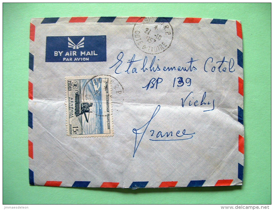 French West Africa - Ivory Coast - 1957 Cover To France - Agriculture Harvester - Lettres & Documents