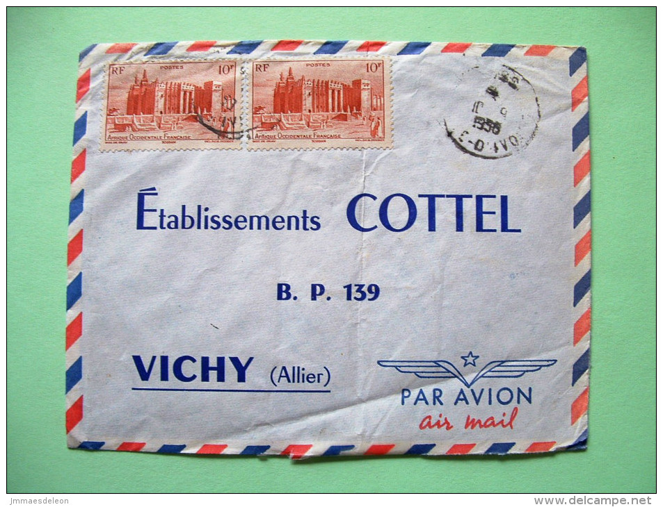 French West Africa - Ivory Coast - 1958 Cover To France - Djenne Mosque - Brieven En Documenten