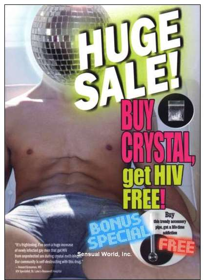 Crystal Meth & AIDS HIV Postcard Gay Man In Underwear Legs Spread Bare Chest - 14122 - Salud