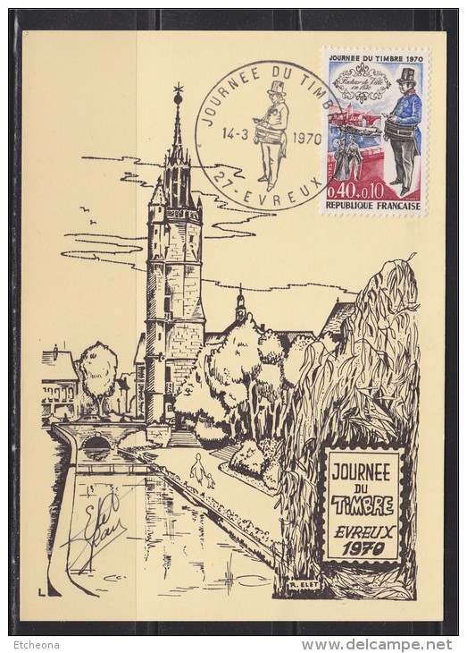 Carte Postale Journée Du Timbre 1970 - 27 Evreux  14.3.70  N° 1632 Facteur De Ville En 1830 - Stamp's Day