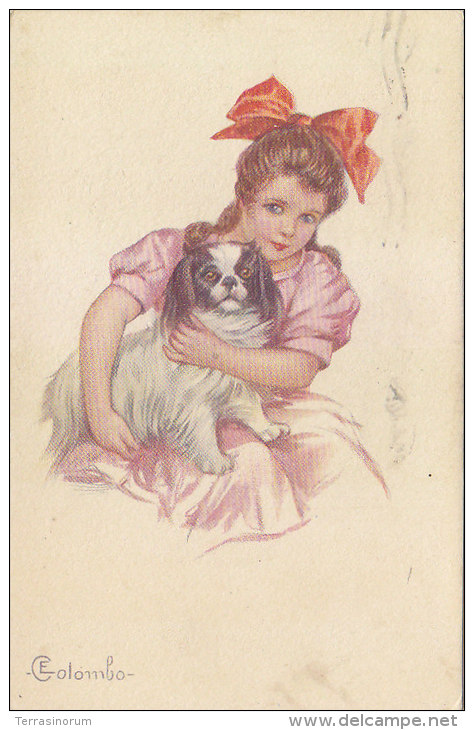 $3-2744- Illustratore E. Colombo - Bimba Con Cane - F.p. Viaggiata - Colombo, E.