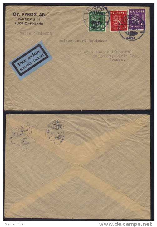 FINLANDE - KUOPIO / 1946 LETTRE AVION POUR LA FRANCE  (ref 4929) - Brieven En Documenten