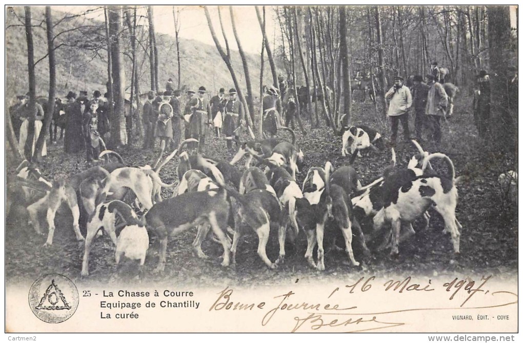 CHASSE A COURRE EQUIPAGE DE CHANTILLY VENERIE HUNT LA CUREE DOG HUNT 1900 - Hunting