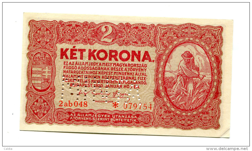 Hongrie Hungary Ungarn 2 Korona 1920 Serial "" Ab "" MINTA "" SPECIMEN UNC - Ungheria