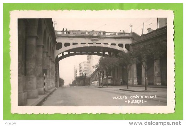 BRASILE PORTO ALEGRE VIADUTO OTAVIO ROCHA CARTOLINA VIAGGIATA NEL 1954 - Porto Alegre