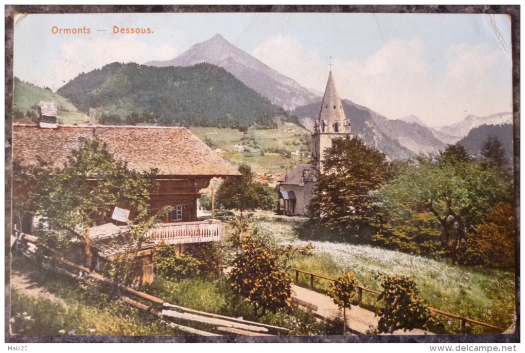 SUISSE.ORMONTS.DESSOUS.            CIRCULE 1916.CACHET POSTE CHERVES (16). - Ormont-Dessous