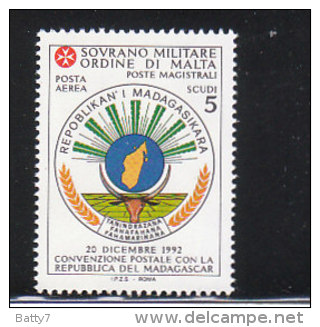 SMOM 1994 POSTA AEREA CONVENZIONE POSTALE MADAGASCAR - INTEGRO - Malta (la Orden De)