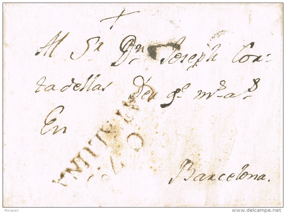4565. Carta Pre Filatelica SAN MARTI SESGAIOLAS (Lerida) 1806 - ...-1850 Prefilatelia