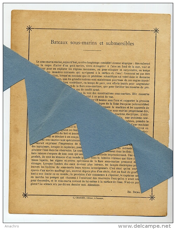 MARINE Le SOUS-MARIN Et SUBMERSIBLES  Protège Cahier Découvertes Inventions Modernes / Coll. C. CHARIER SAUMUR - Schutzumschläge